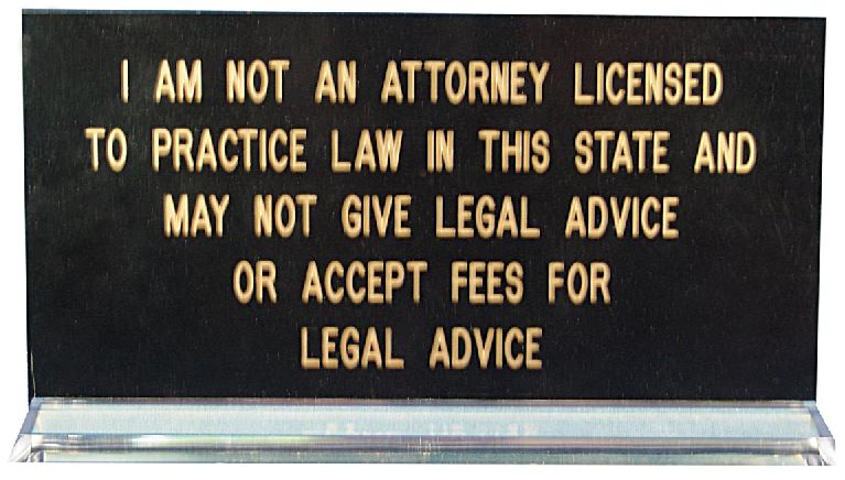I Am Not a Lawyer Alabama Notary Desk Sign