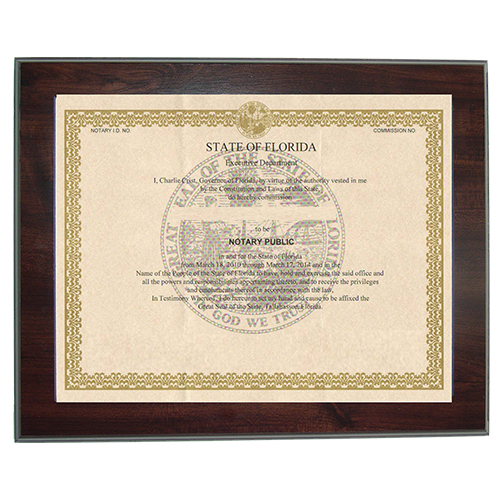 Alabama Notary Commission Certificate Frame 8.5 x 11 Inches